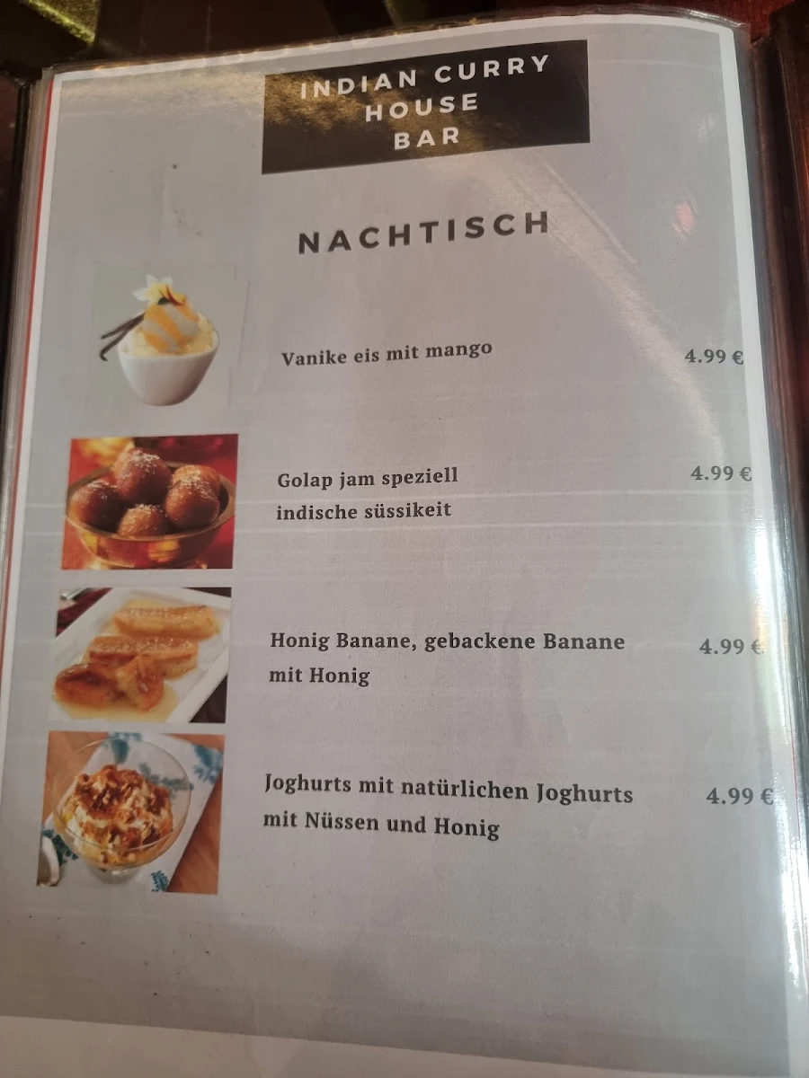 Speisekarte, Restaurant Indian Curryhouse Paderborn
