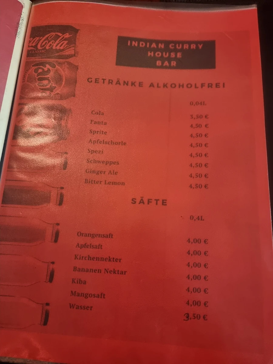 Speisekarte, Restaurant Indian Curryhouse Paderborn