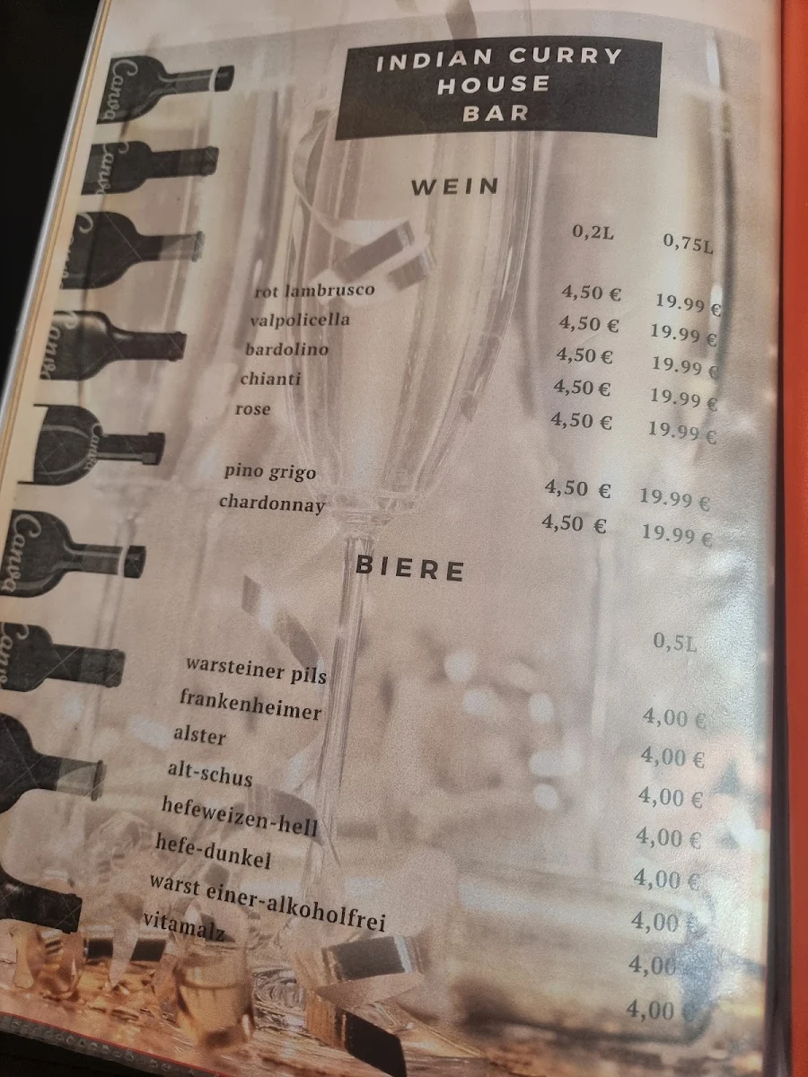 Speisekarte, Restaurant Indian Curryhouse Paderborn