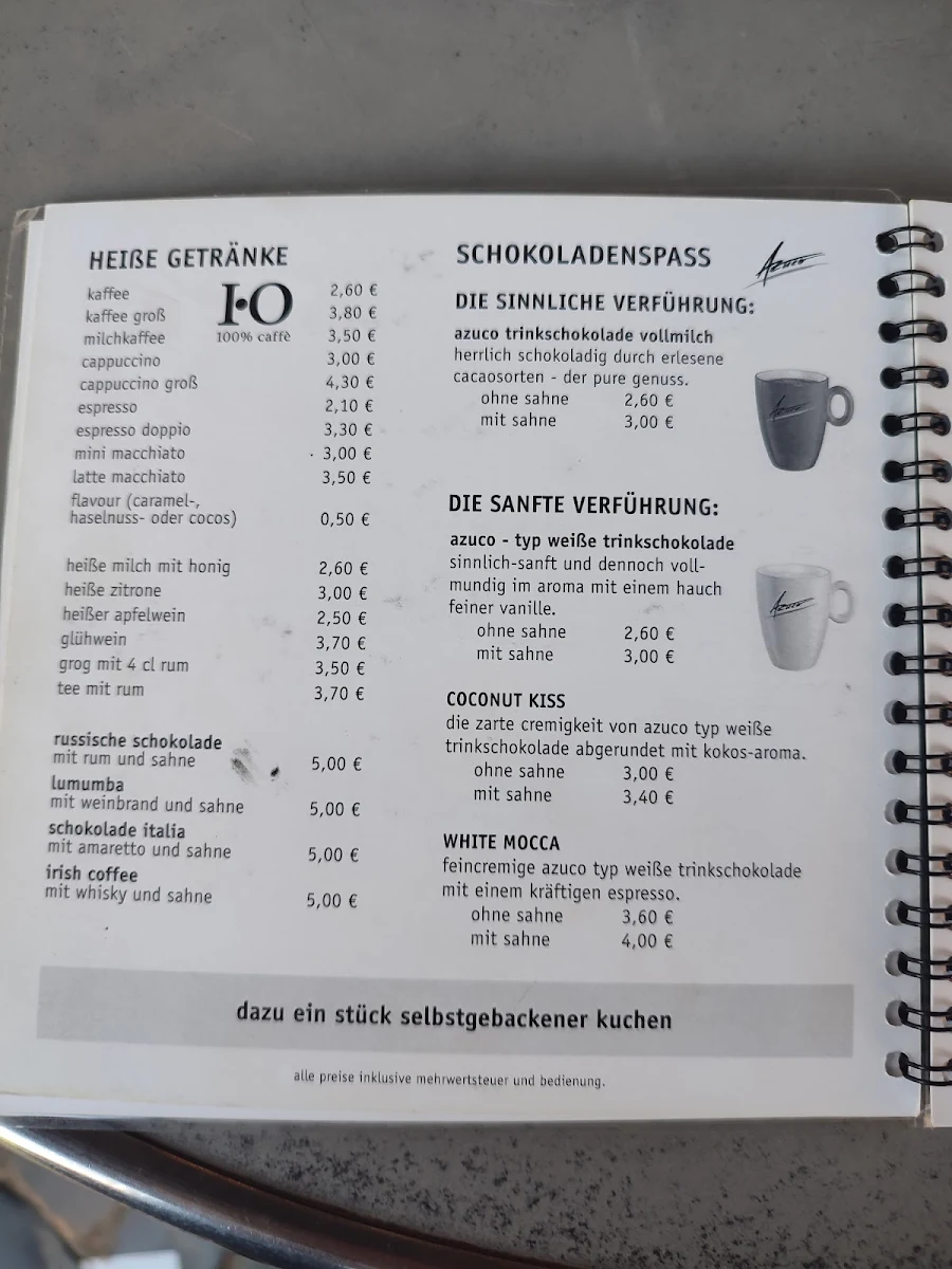 Speisekarte, Café Bar One