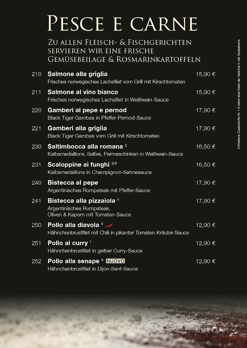 Speisekarte, La Fiamma