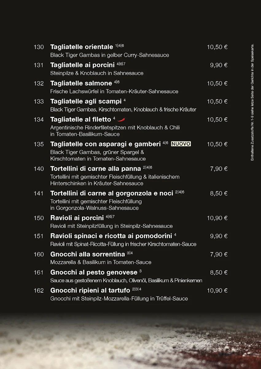 Speisekarte, La Fiamma