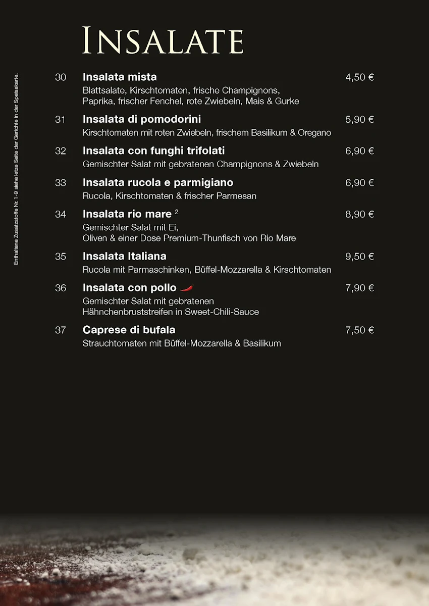 Speisekarte, La Fiamma