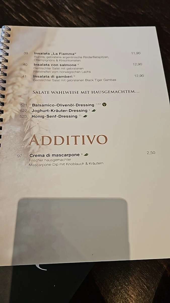 Speisekarte, La Fiamma