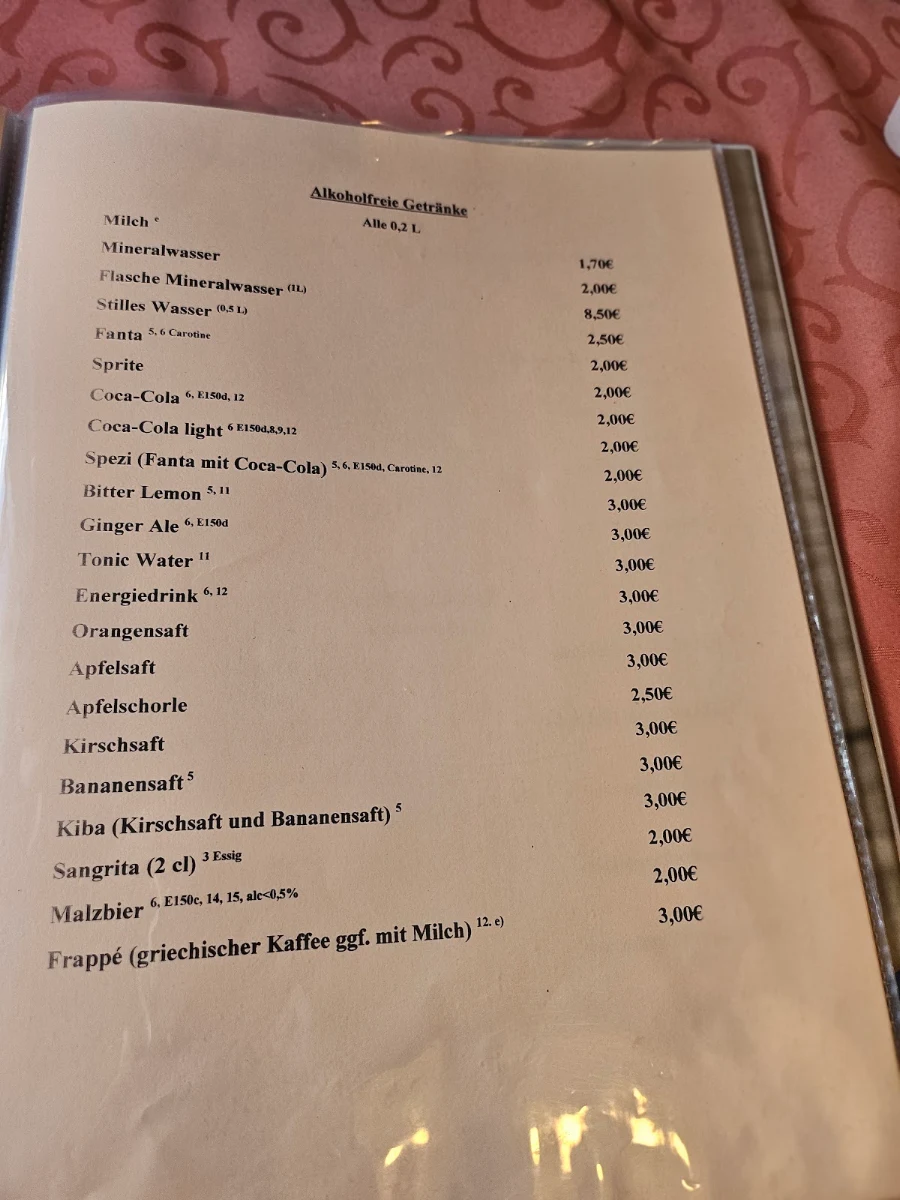 Speisekarte, Zum Deutschen Eck