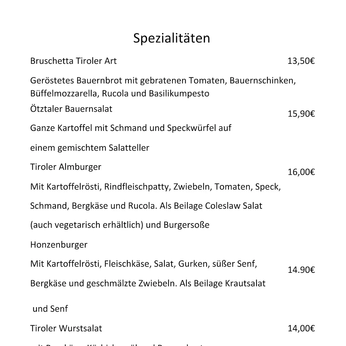 Speisekarte photo 1