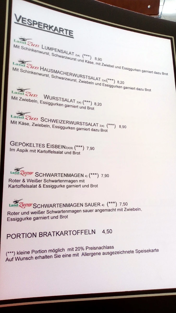 Speisekarte, Gasthaus zum Löwen Reiner’s Partyservice