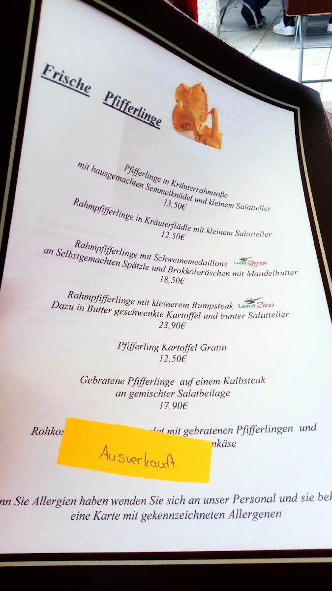 Speisekarte, Gasthaus zum Löwen Reiner’s Partyservice