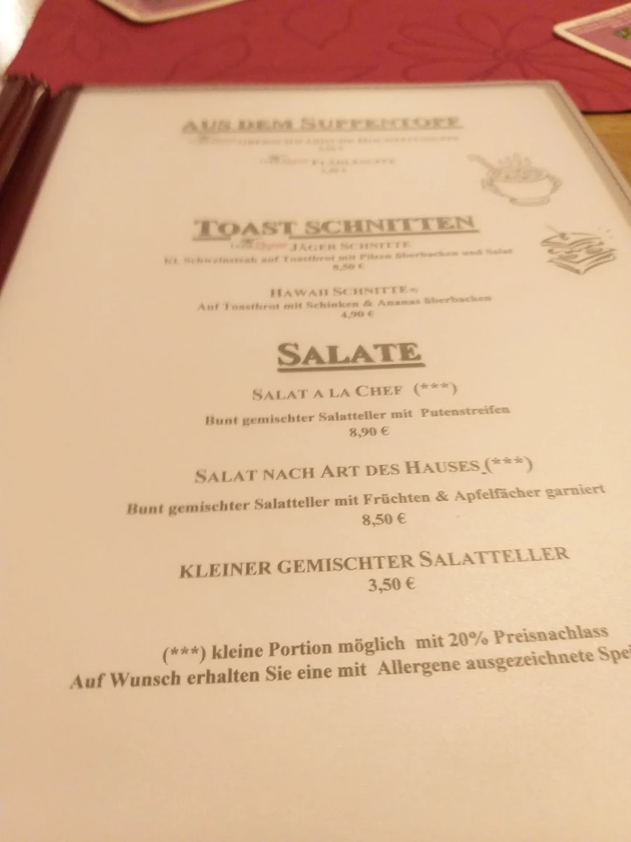 Speisekarte, Gasthaus zum Löwen Reiner’s Partyservice