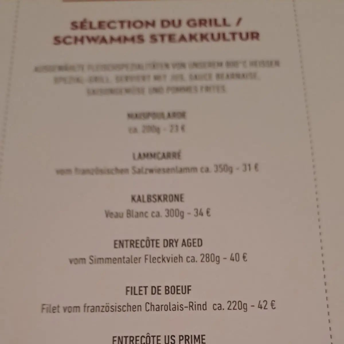 Speisekarte, Schlachthof Brasserie GmbH - Saarbrücken