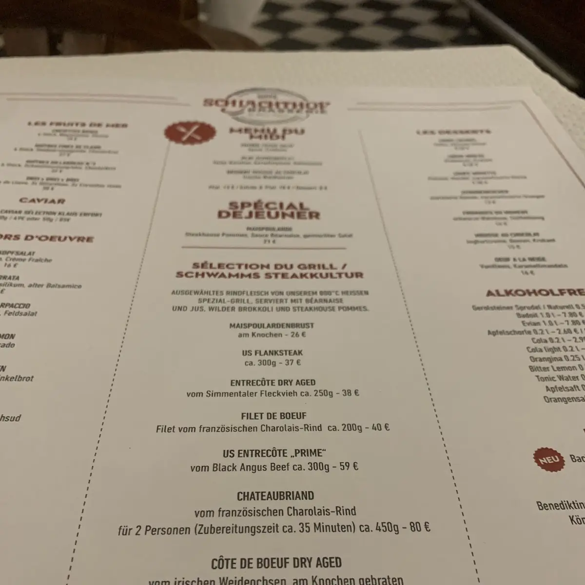 Speisekarte, Schlachthof Brasserie GmbH - Saarbrücken