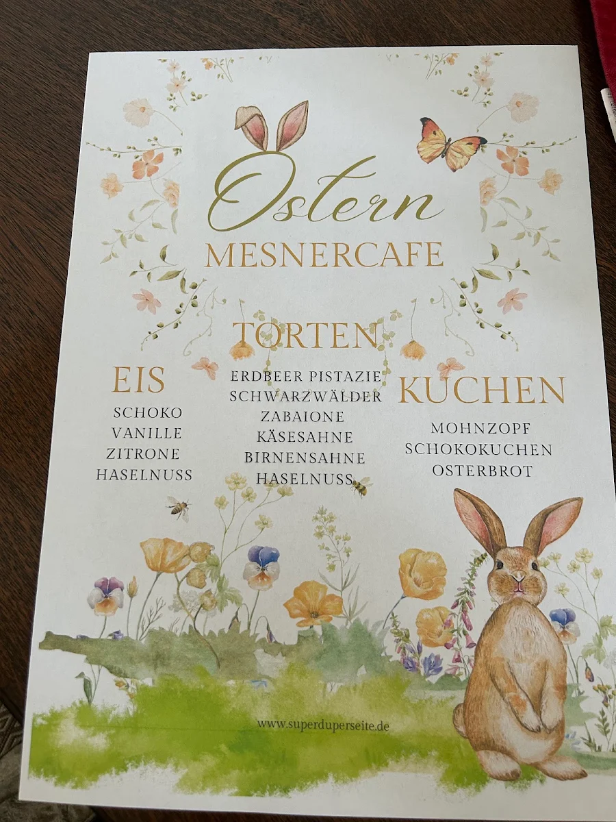 Speisekarte, Mesner Café