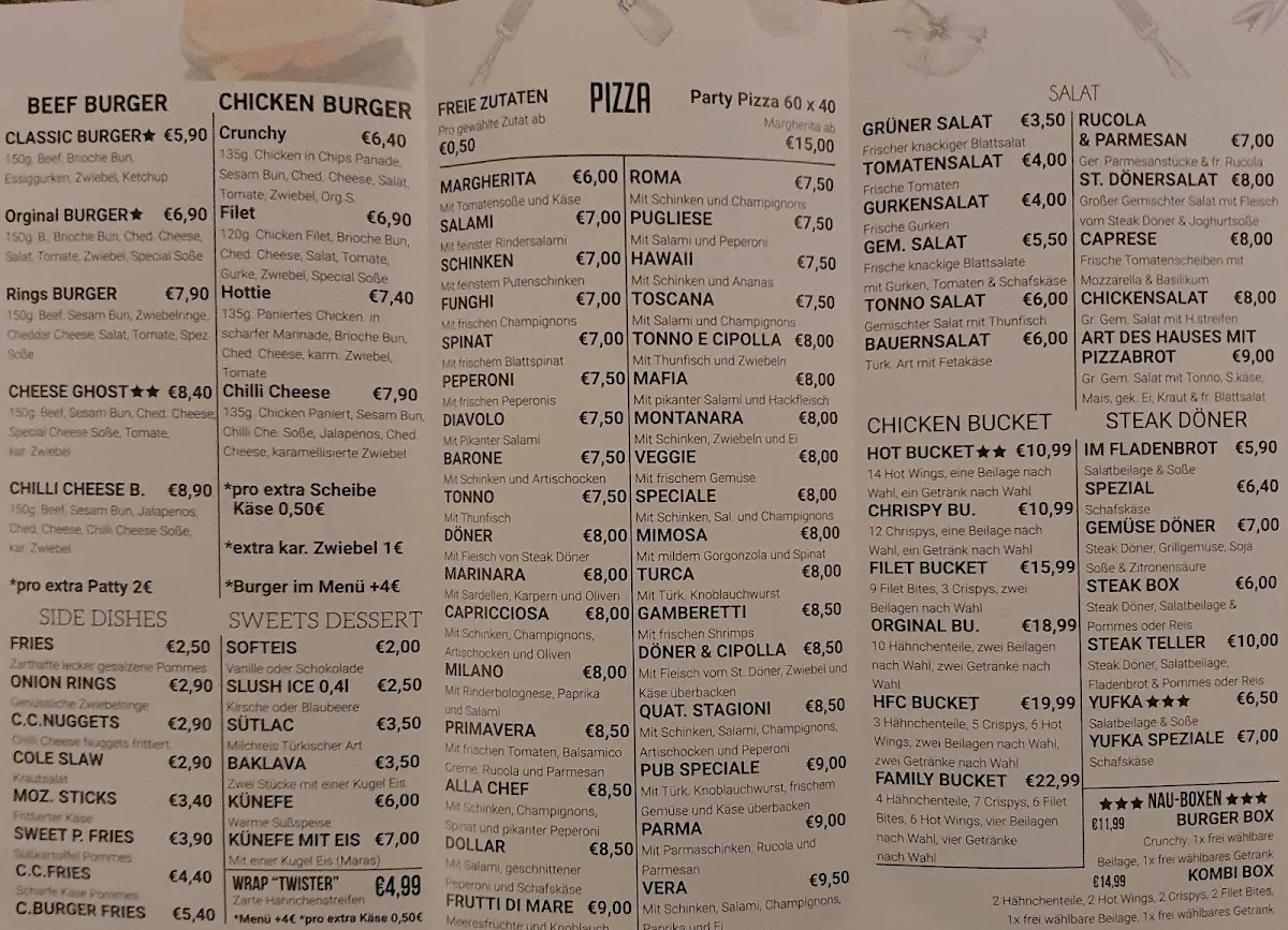 Speisekarte, Pizza Pub - Pizza & Döner Lieferdienst. Elchingen