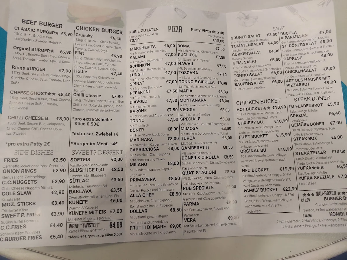 Speisekarte, Pizza Pub - Pizza & Döner Lieferdienst. Elchingen