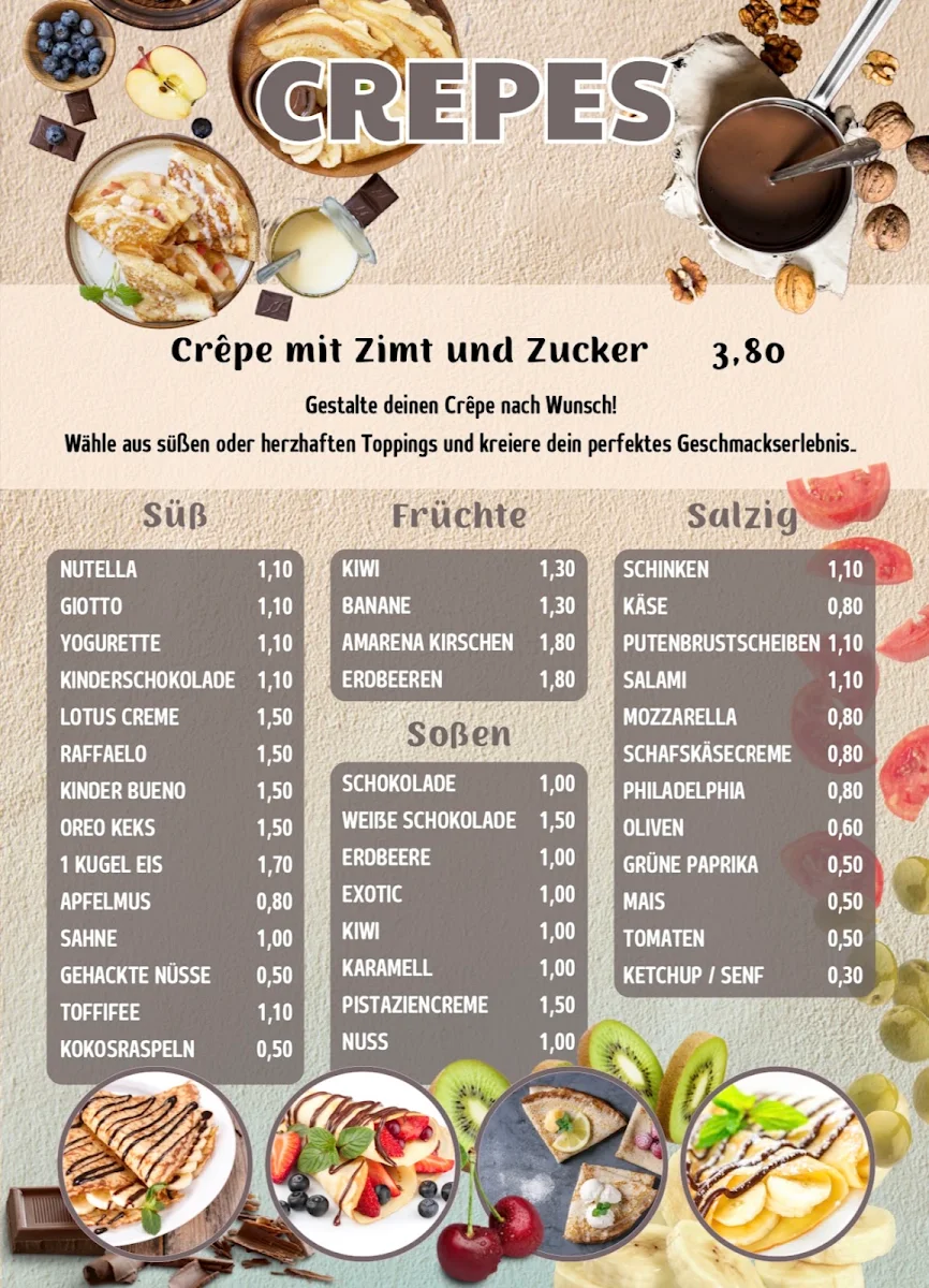 Speisekarte, Eiscafé La Vita
