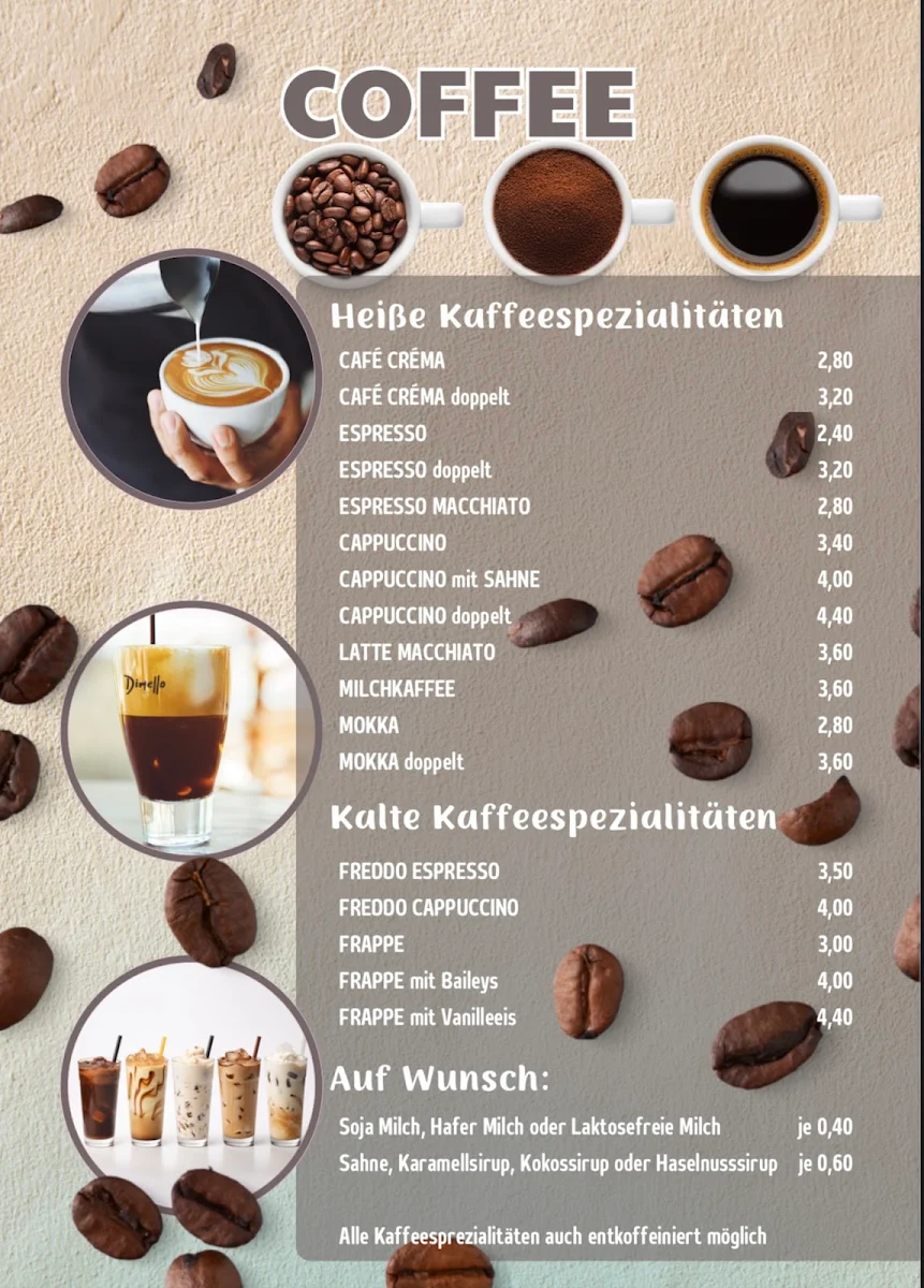 Speisekarte, Eiscafé La Vita