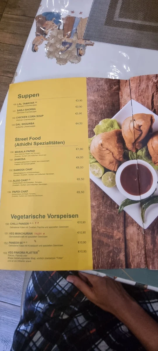 Speisekarte, Athidhi Indisches Restaurant