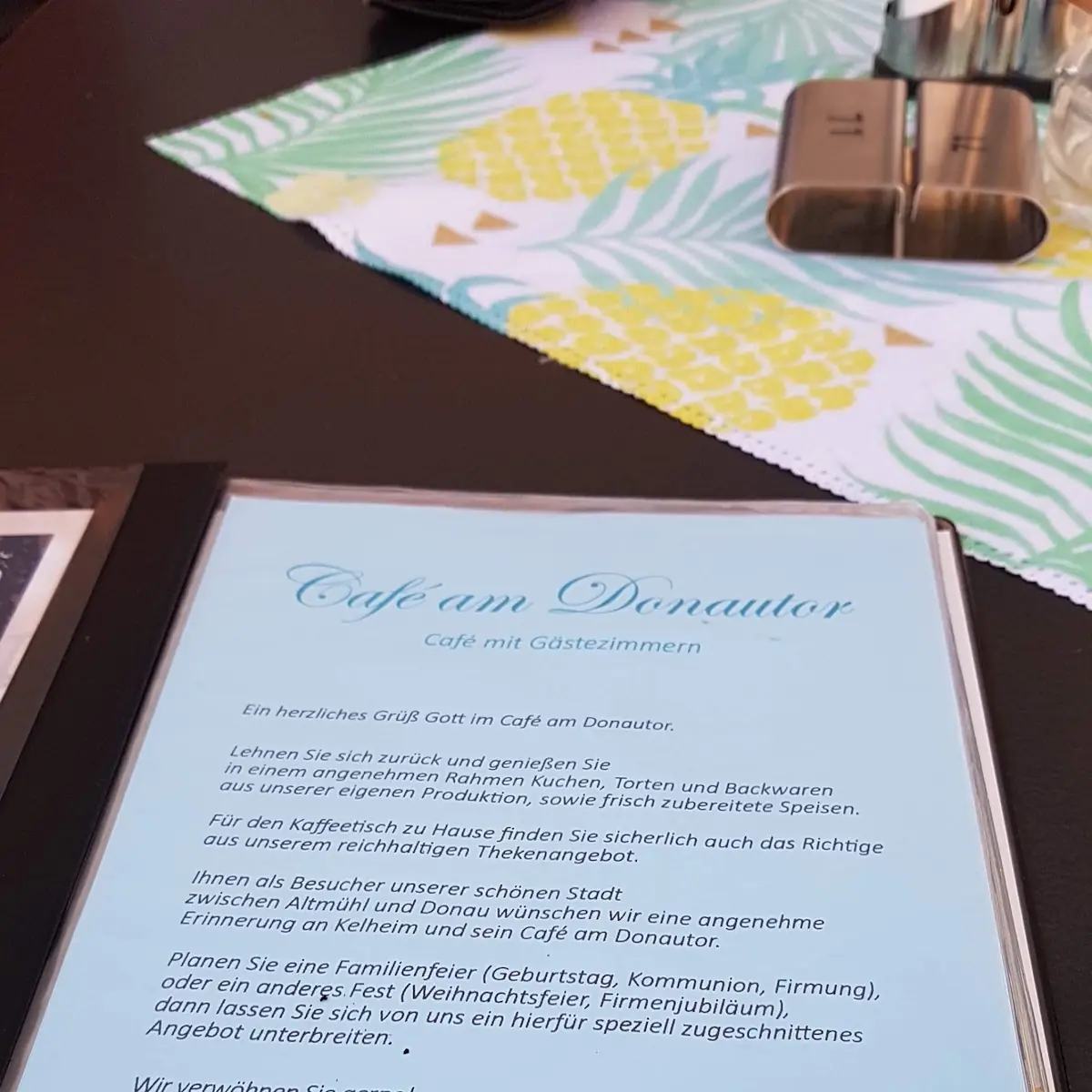 Speisekarte, Café am Donautor