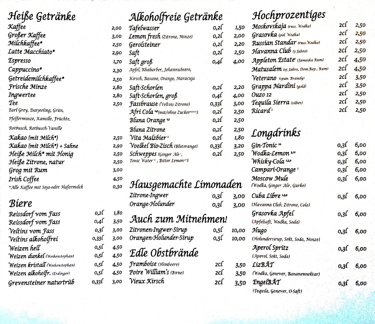 Speisekarte, Lizbät