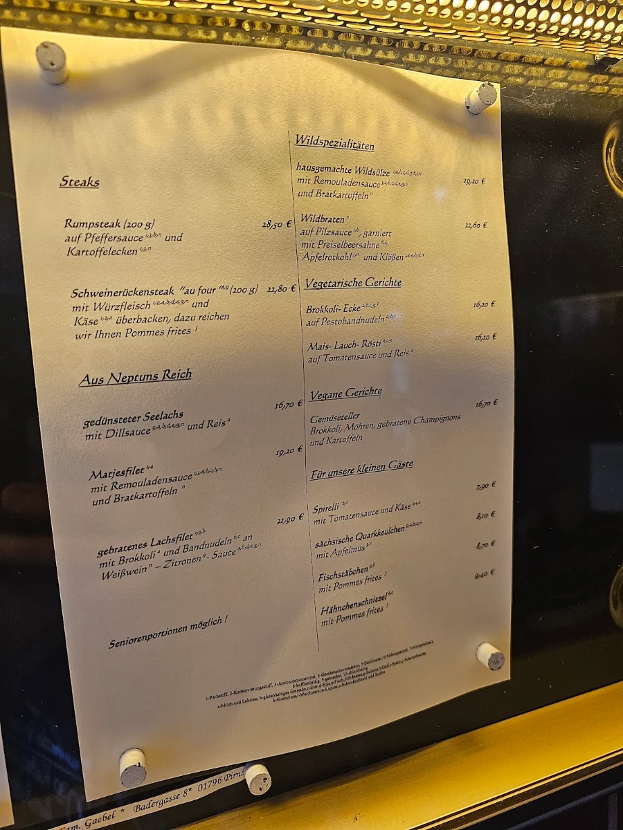 Speisekarte, Ratsherrenstuben