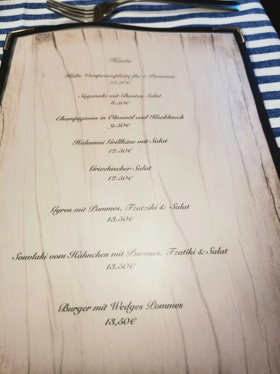 Speisekarte, Gaststätte Jahnvolk