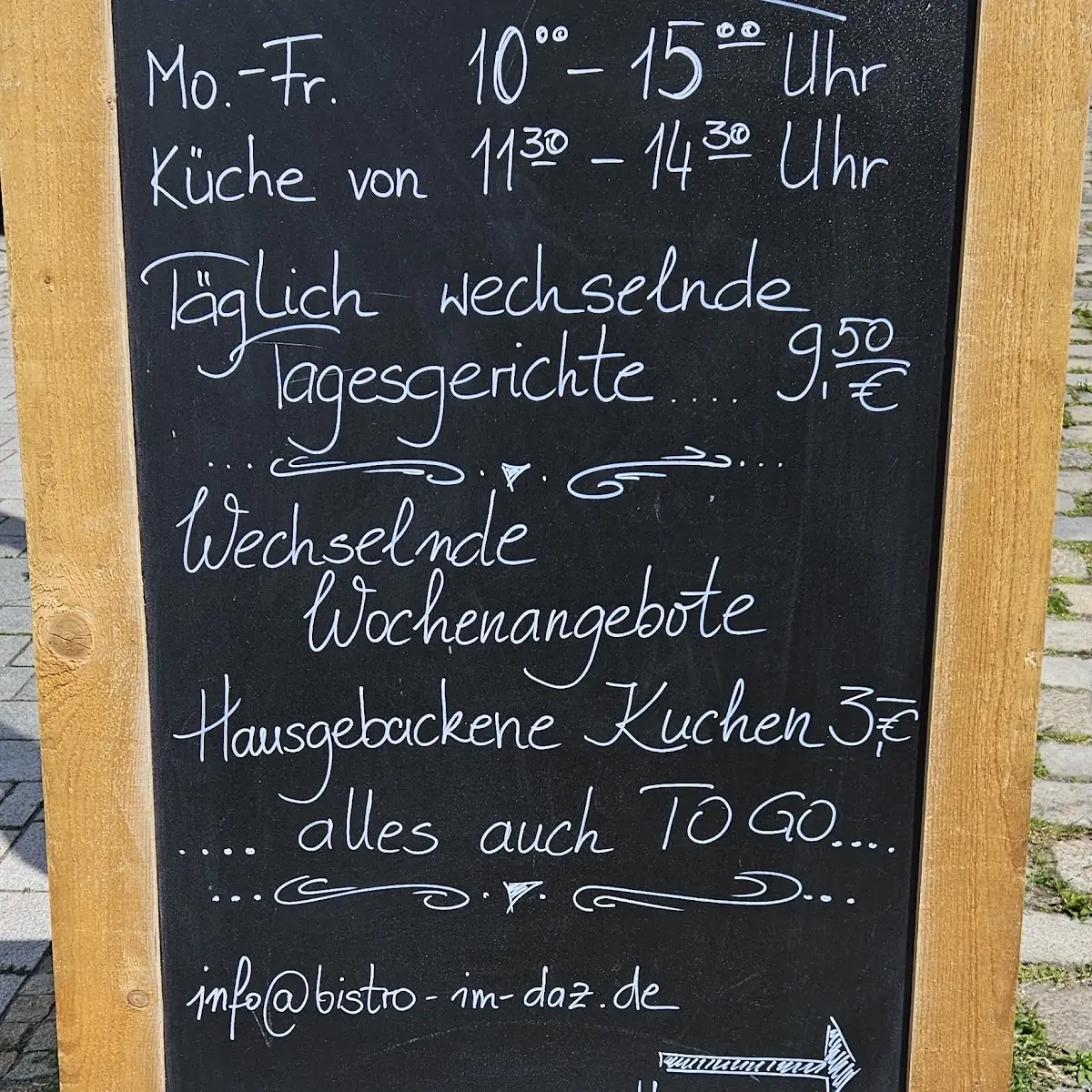 Speisekarte, Bistro im DAZ