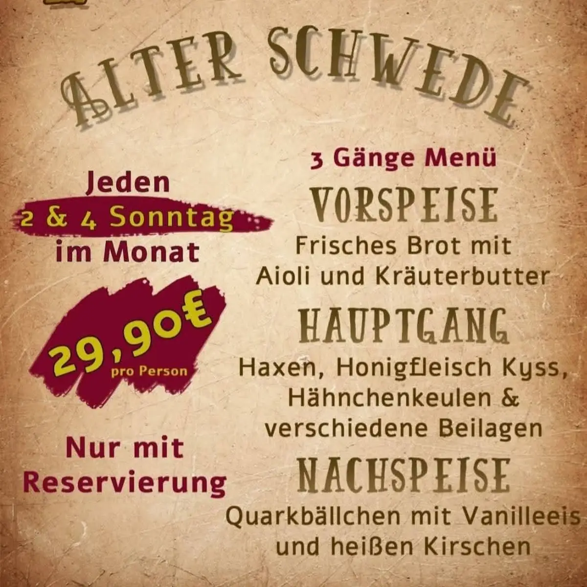 Speisekarte, THORHEIM Taverne der Götter