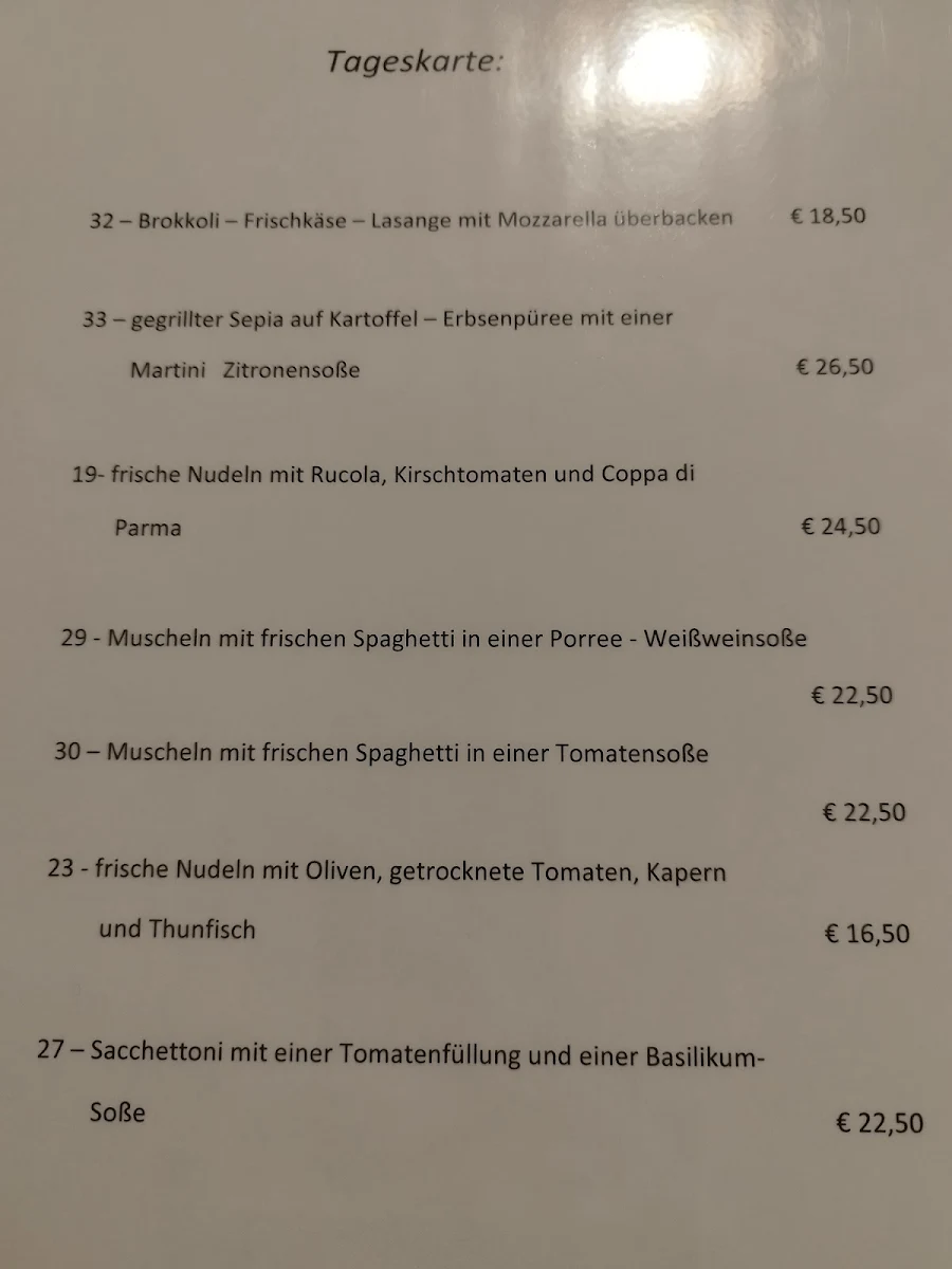 Speisekarte, Osteria Martini