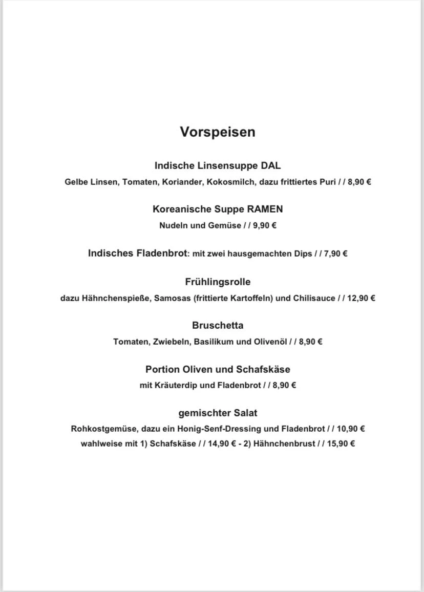 Speisekarte photo 1