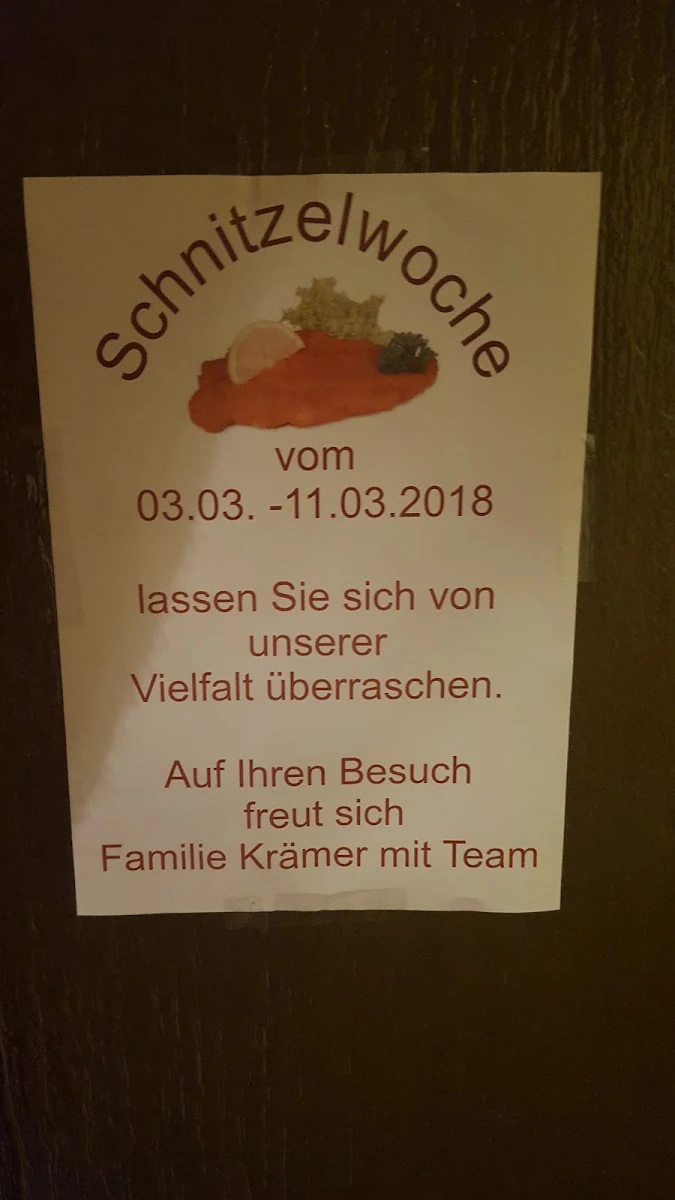 Speisekarte, Gasthof Krämer