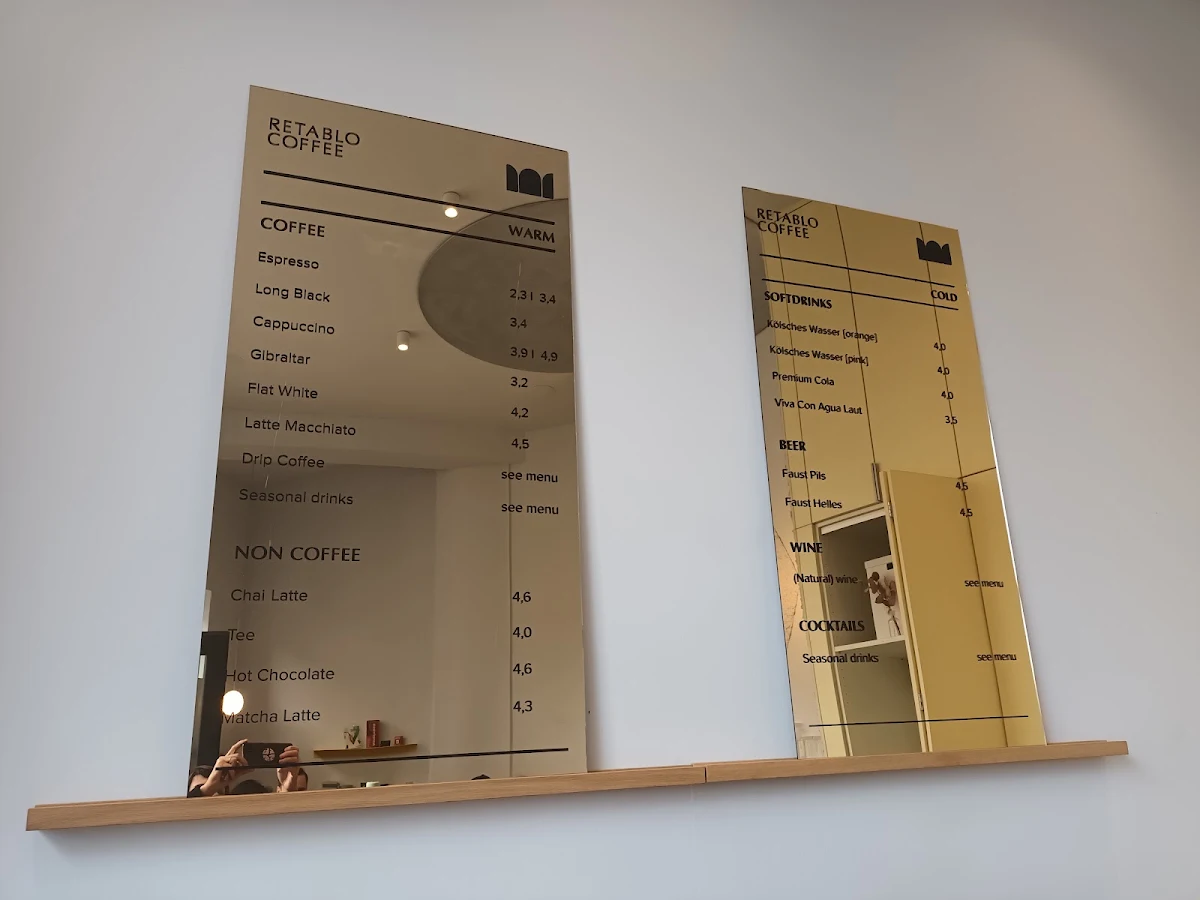Speisekarte, retablo specialty coffee