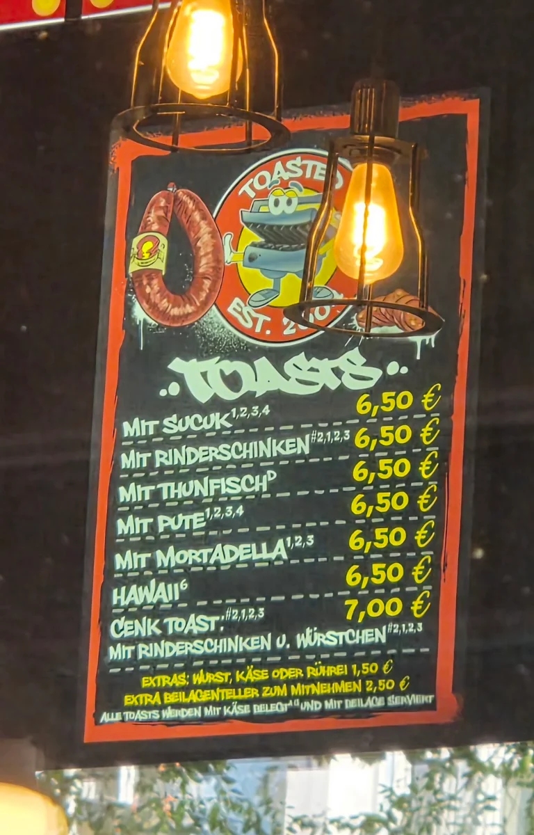Speisekarte, Toasted Berlin