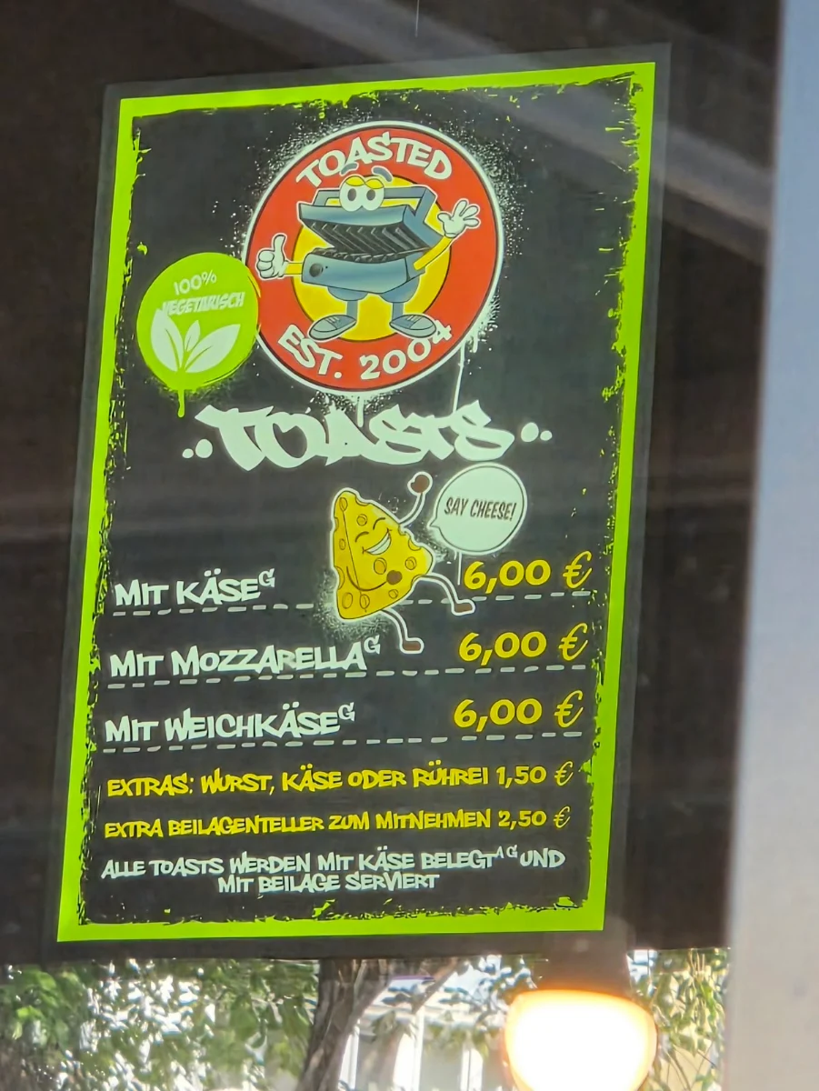 Speisekarte, Toasted Berlin
