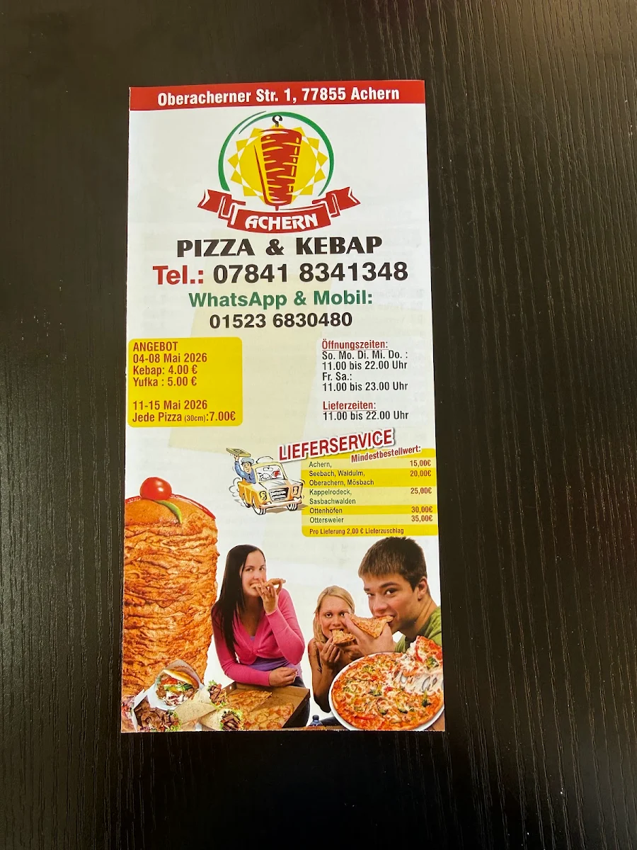 Speisekarte, Achern Pizza & Kebap