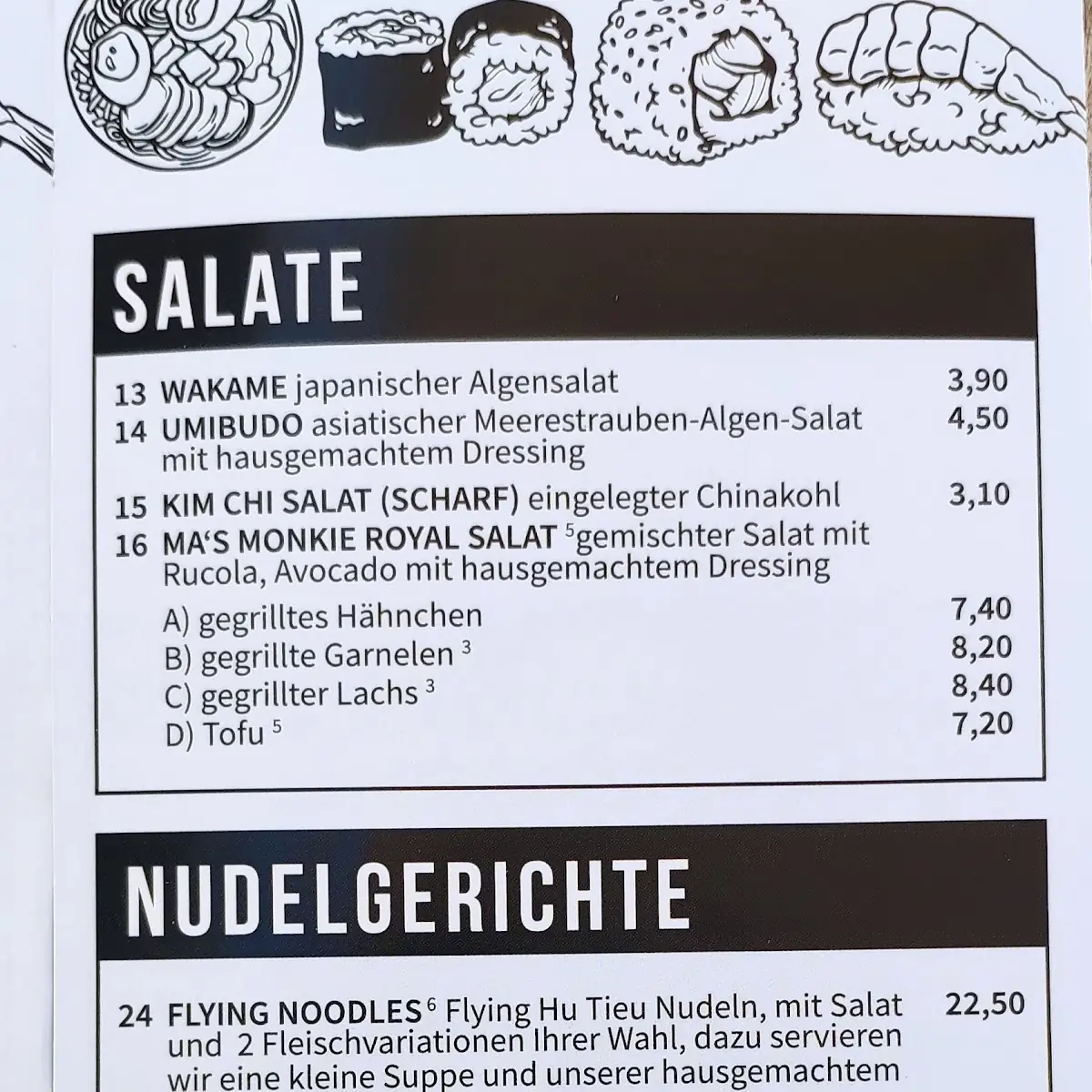 Speisekarte, Ma's Monkie | Aachen Brand