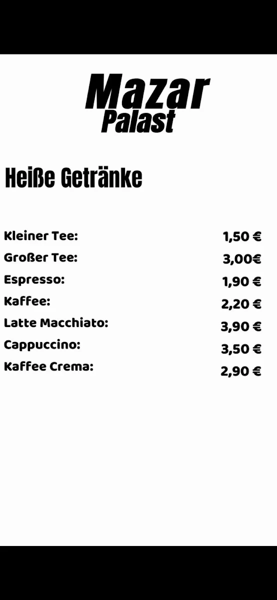 Speisekarte, Mazar Palast