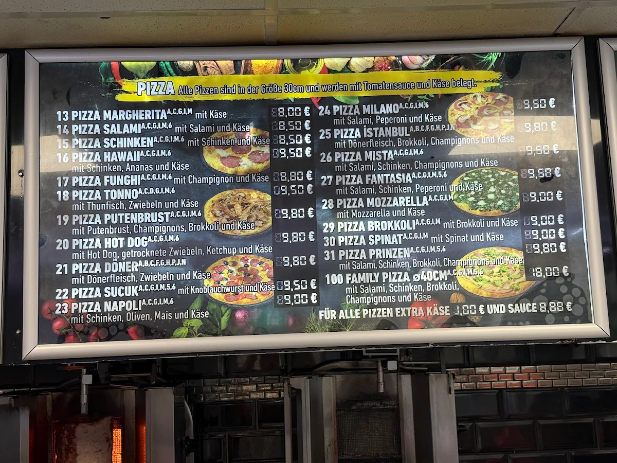 Speisekarte, Prinzen Döner & Pizza