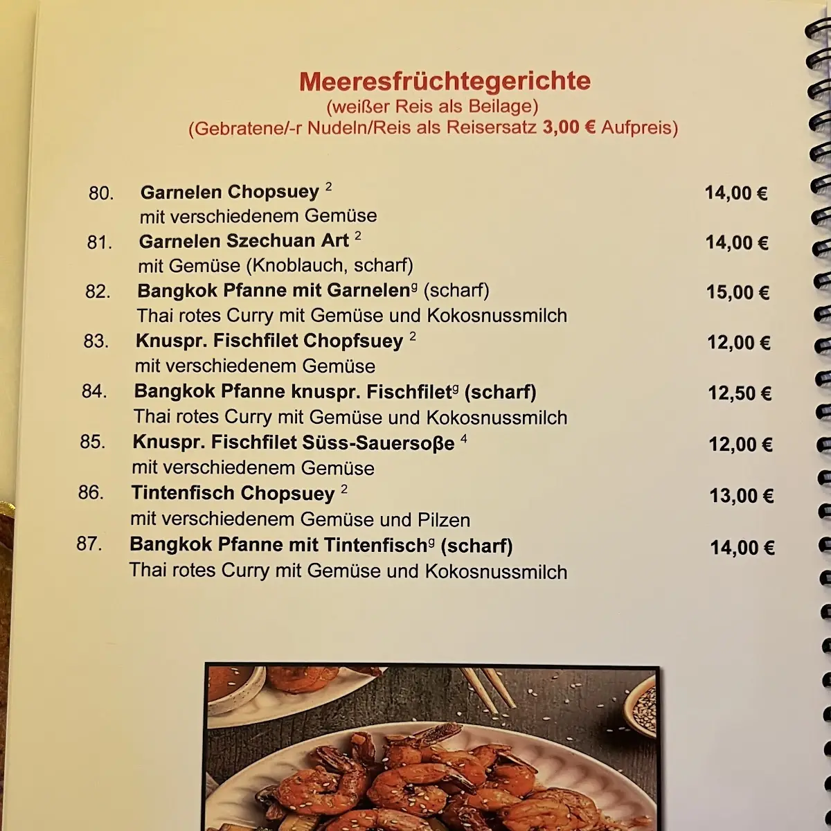 Speisekarte, Restaurant Hanoi Wolfach (Hotel Hanoi)