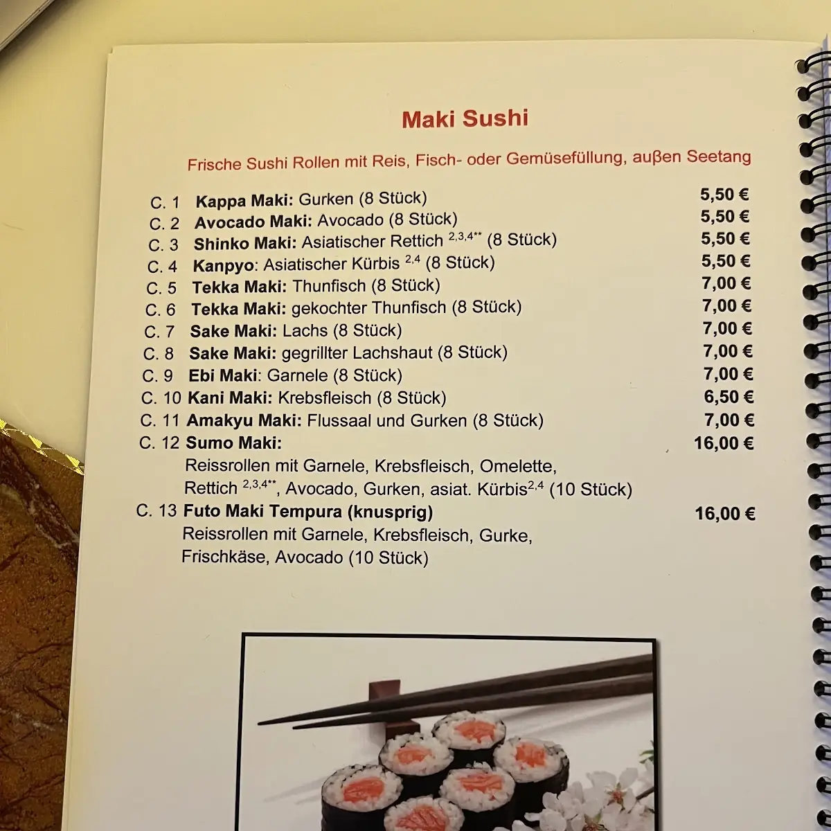 Speisekarte, Restaurant Hanoi Wolfach (Hotel Hanoi)