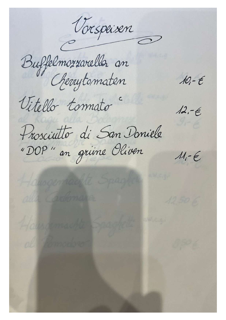 Speisekarte, John Cannizzaro Modica Original