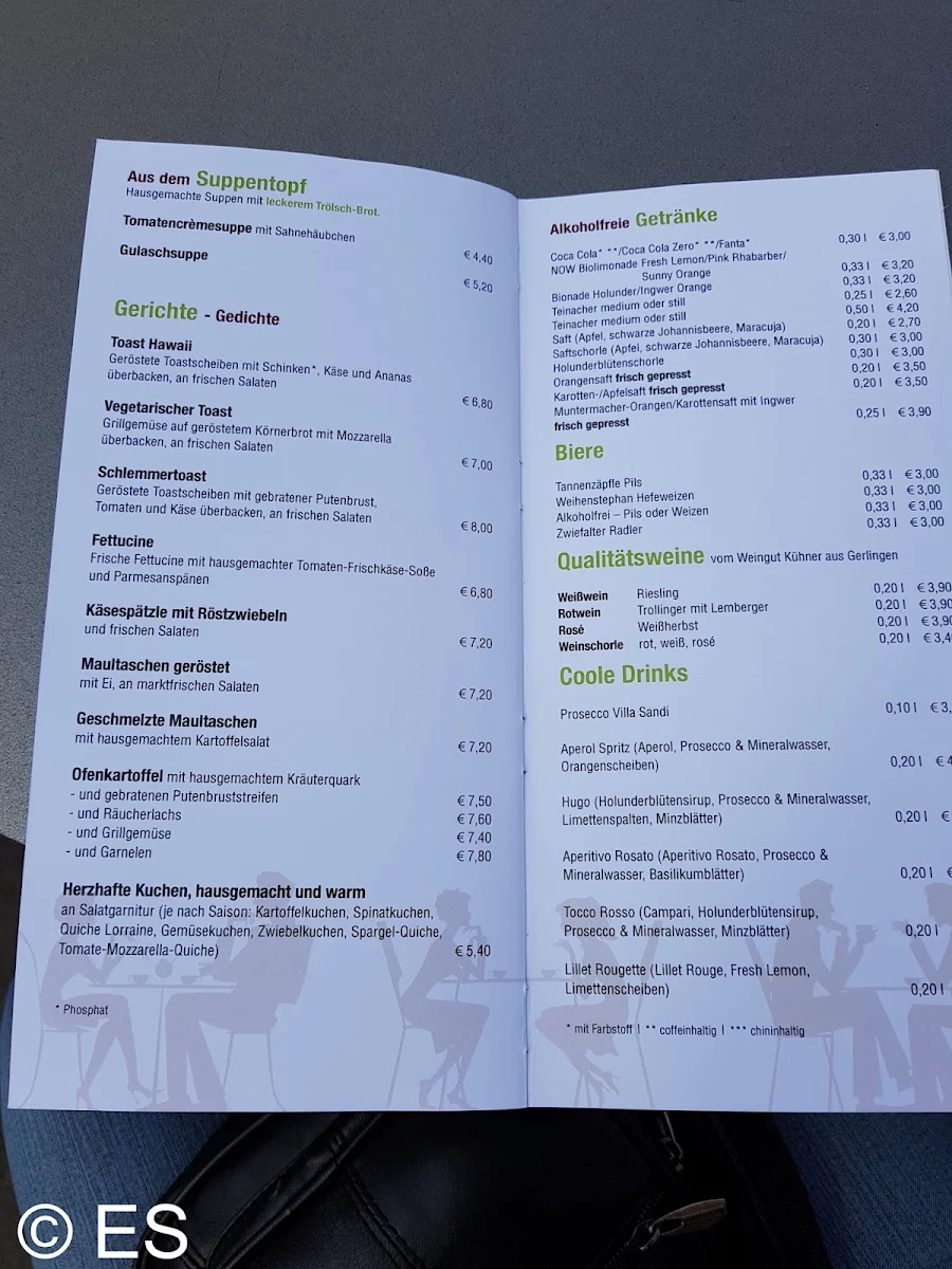 Speisekarte, Bäckerei Trölsch - Stadt-Café