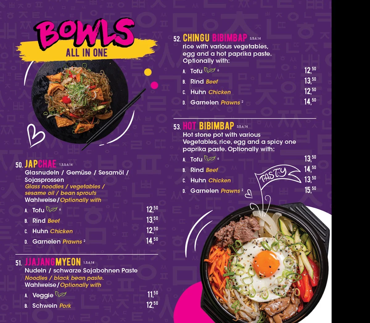 Speisekarte, Chingu St. Pauli – Korean Hotpot, Grill & Karaoke Bar