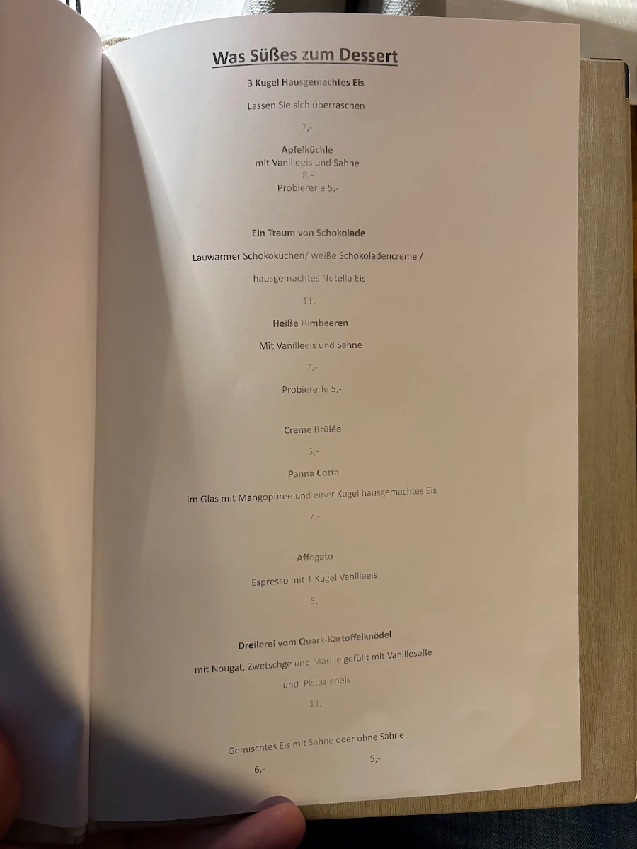 Speisekarte, Restaurant Schäferhof