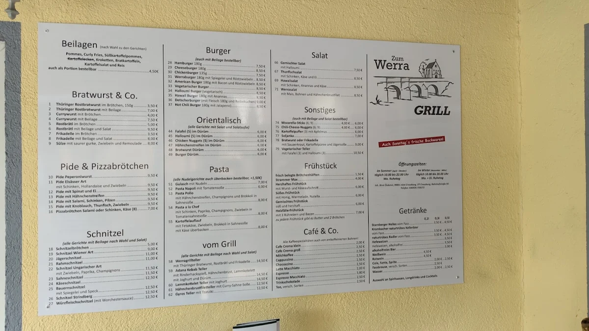 Speisekarte, Zum Werra Grill