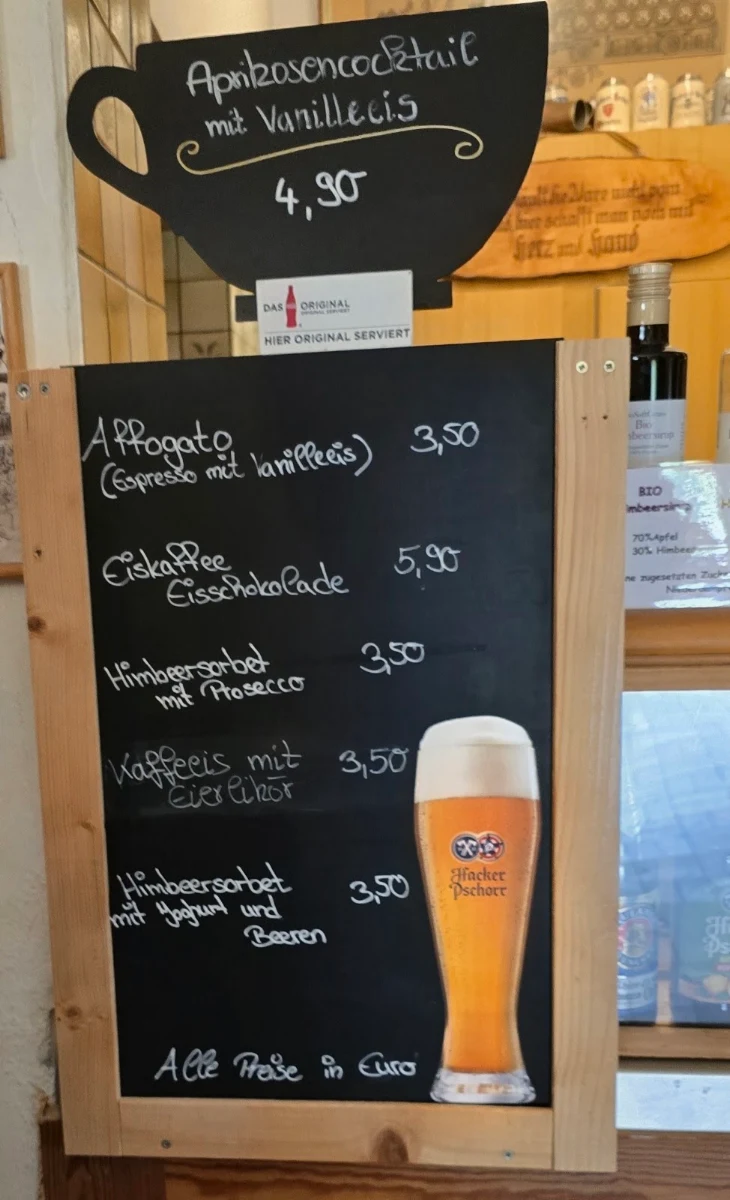Speisekarte, Pfeiffer-Alm