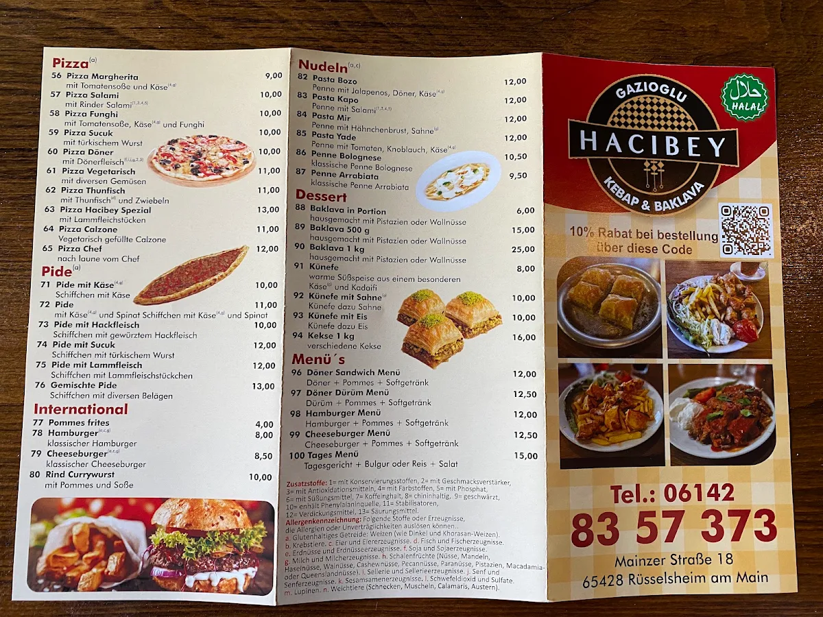 Speisekarte, Hacibey Kebap & Baklava