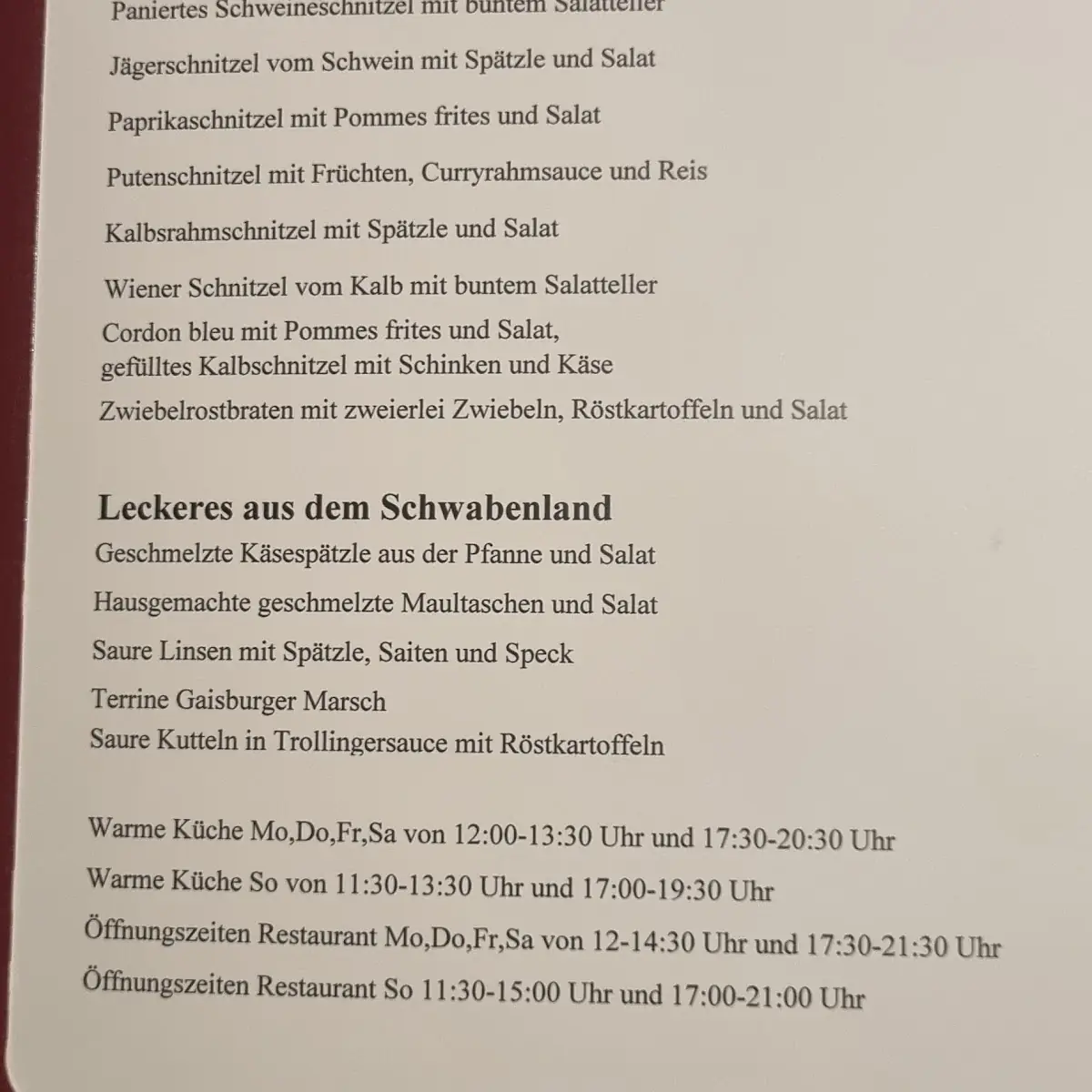 Speisekarte photo 2