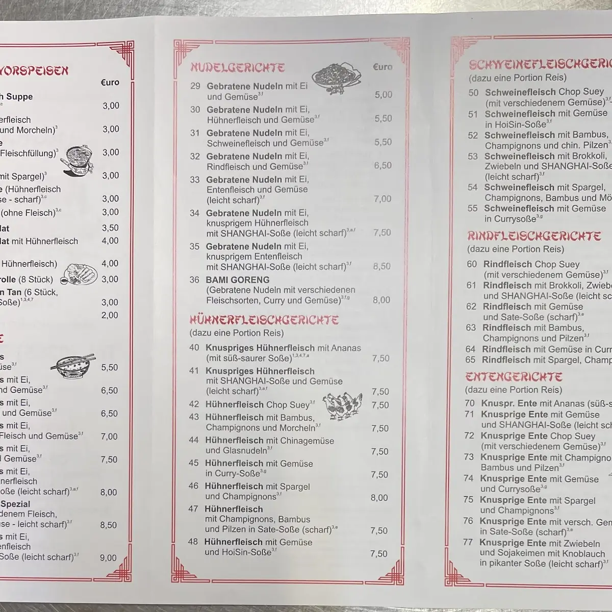 Speisekarte, Bistro SHANGHAI-WOK
