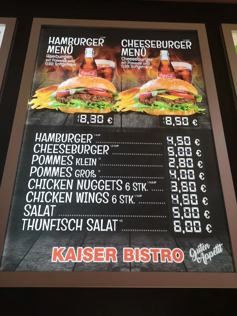 Speisekarte, Kaiser Bistro