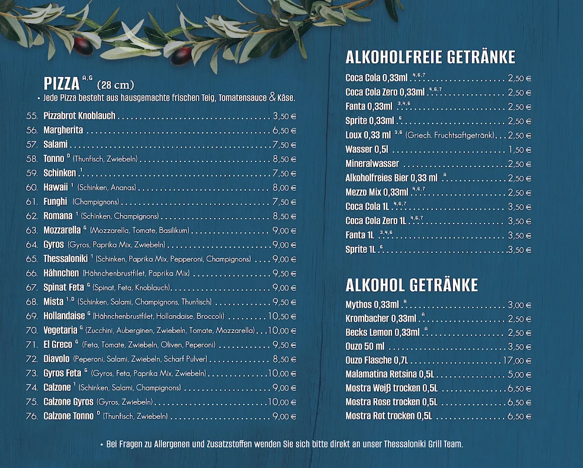 Speisekarte, Thessaloniki Grill Bielefeld